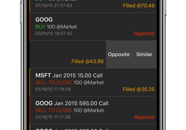 Trading Orders Screen